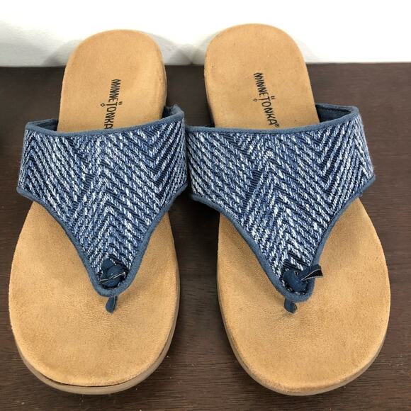 Minnetonka Mara Blue Woven Comfort Thong Sandals Women's Size 8 - Picture 3 of 7